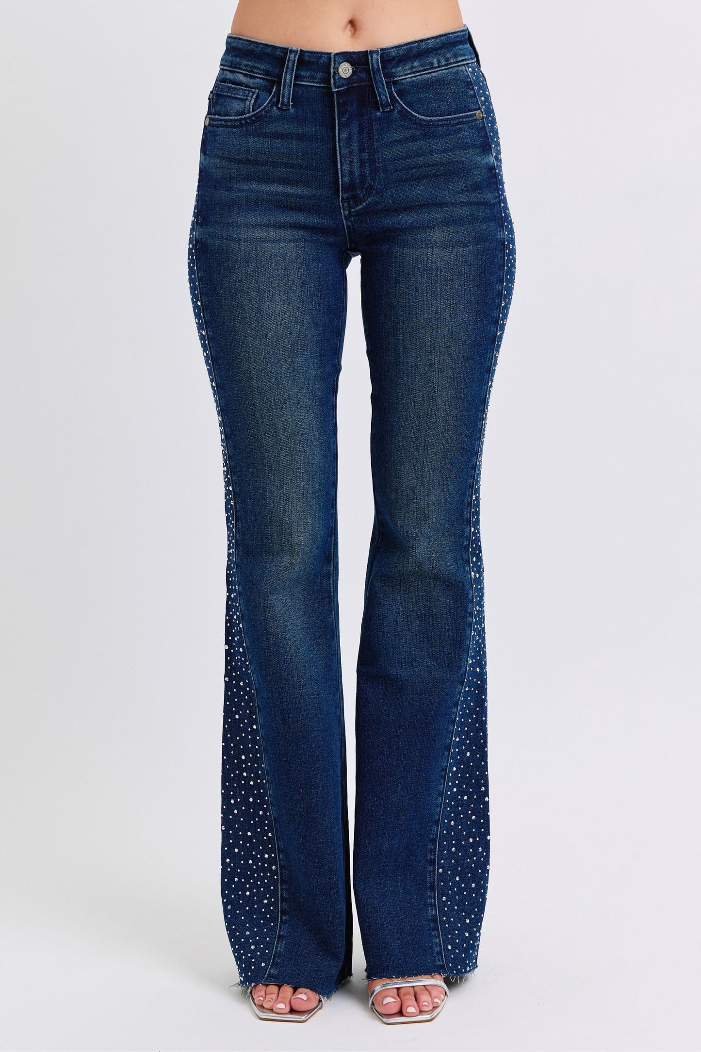 Judy Blue Mid Rise Rhinestone Side Panel Detail Flare - 88920