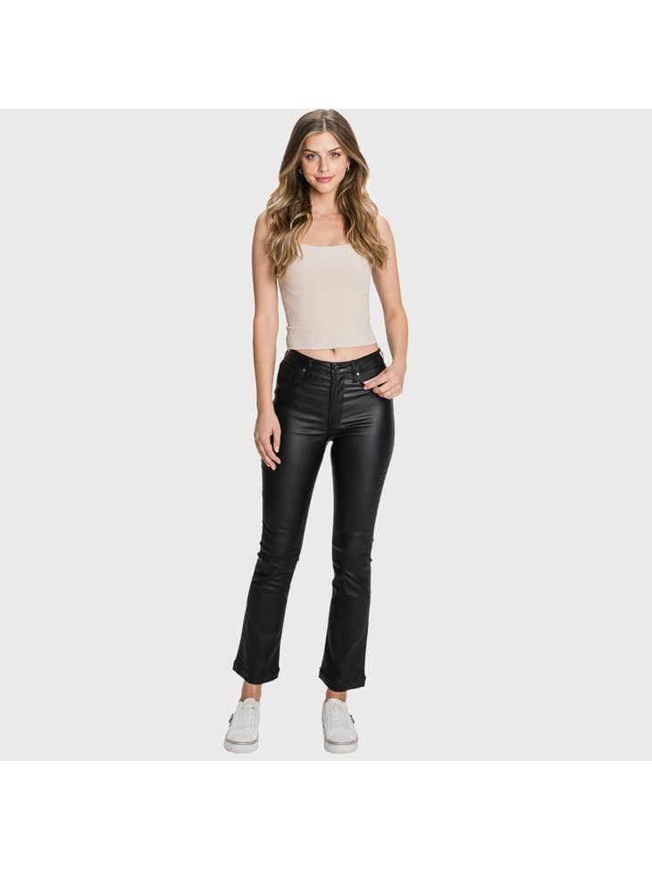 Petite High Rise Stretch Black Bootcut Pants