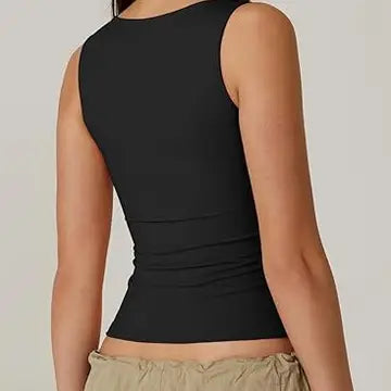 Queen Anne Neck Fitted Basic Tank Top