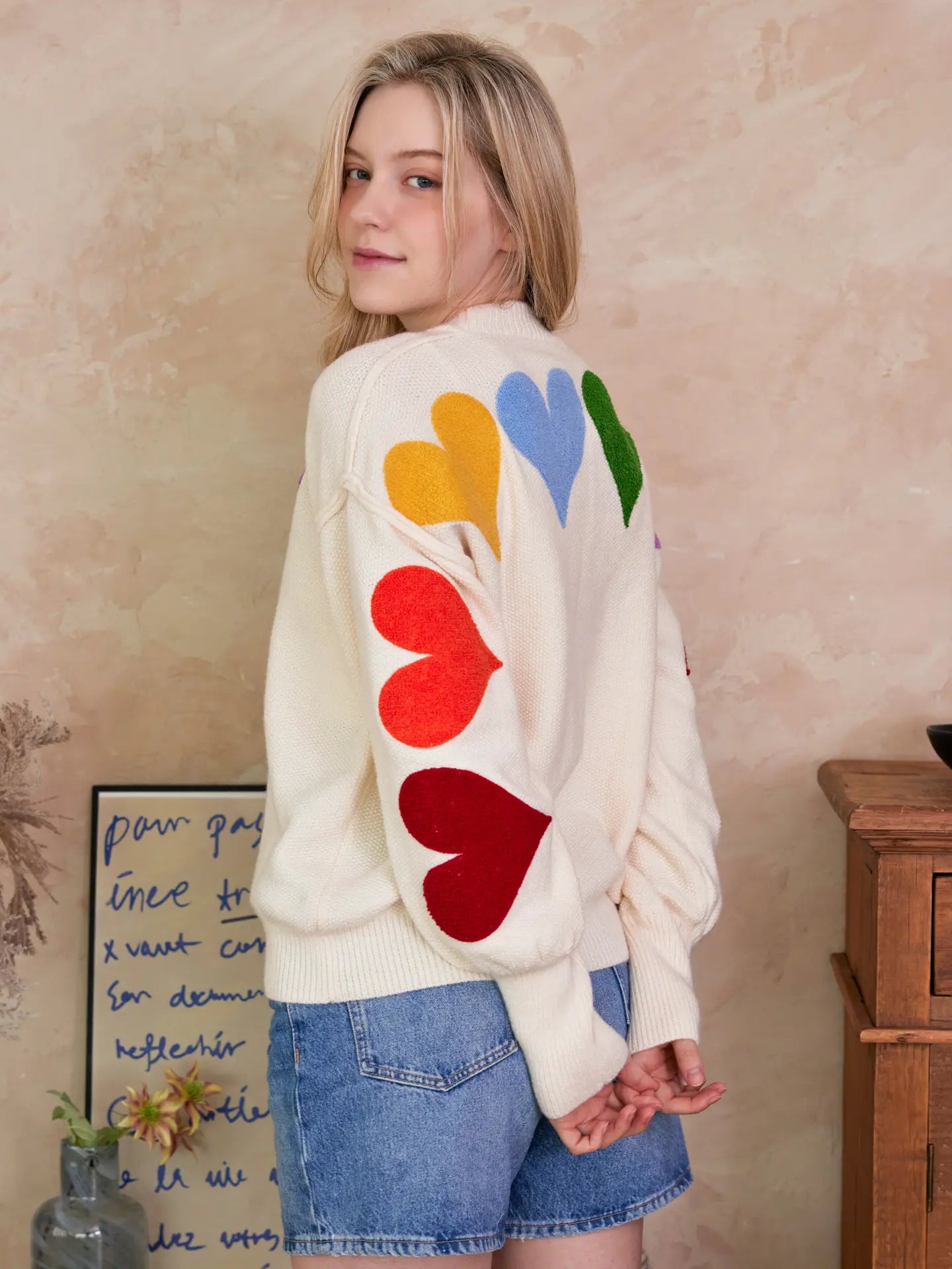 Rainbow Heart Patch Sweater