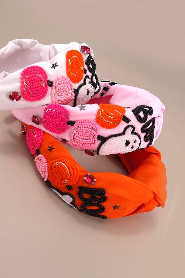 HALLOWEEN BOO BEADED HEADBAND