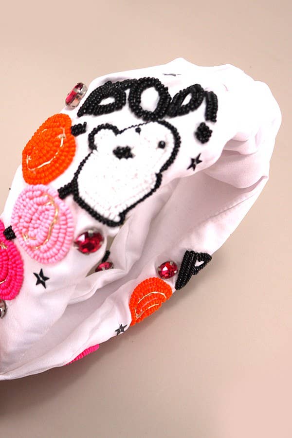 HALLOWEEN BOO BEADED HEADBAND