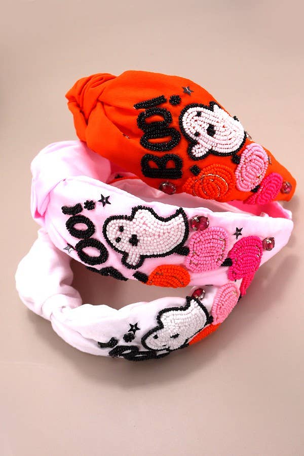 HALLOWEEN BOO BEADED HEADBAND