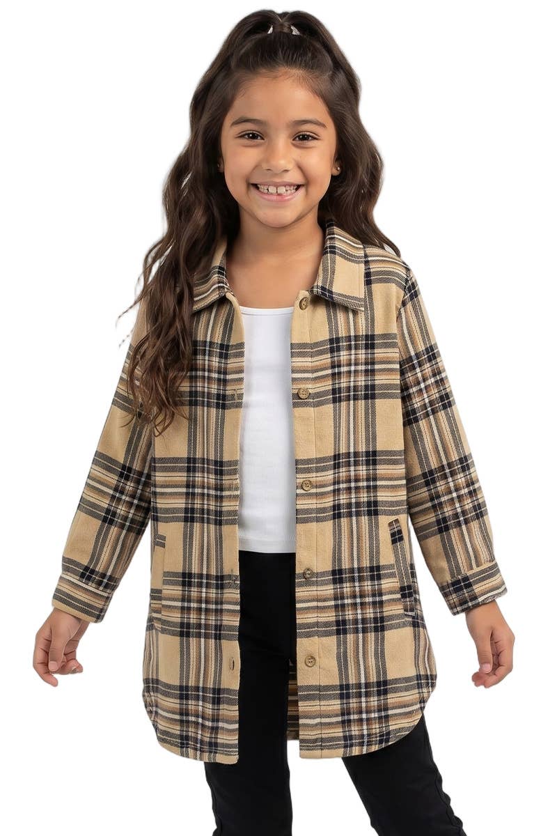 Girl's Plaid Flannel Shirt w/ Insert Pockets