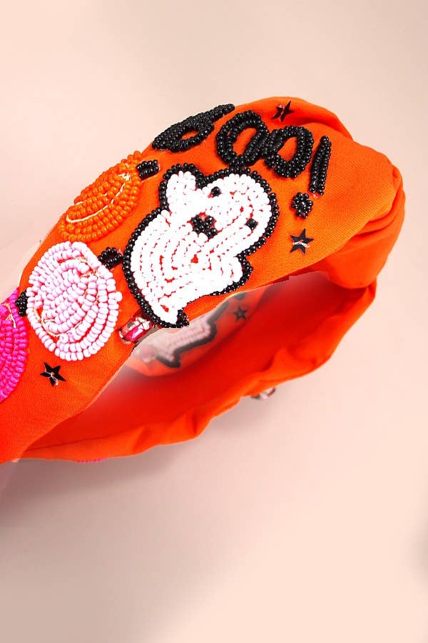 HALLOWEEN BOO BEADED HEADBAND