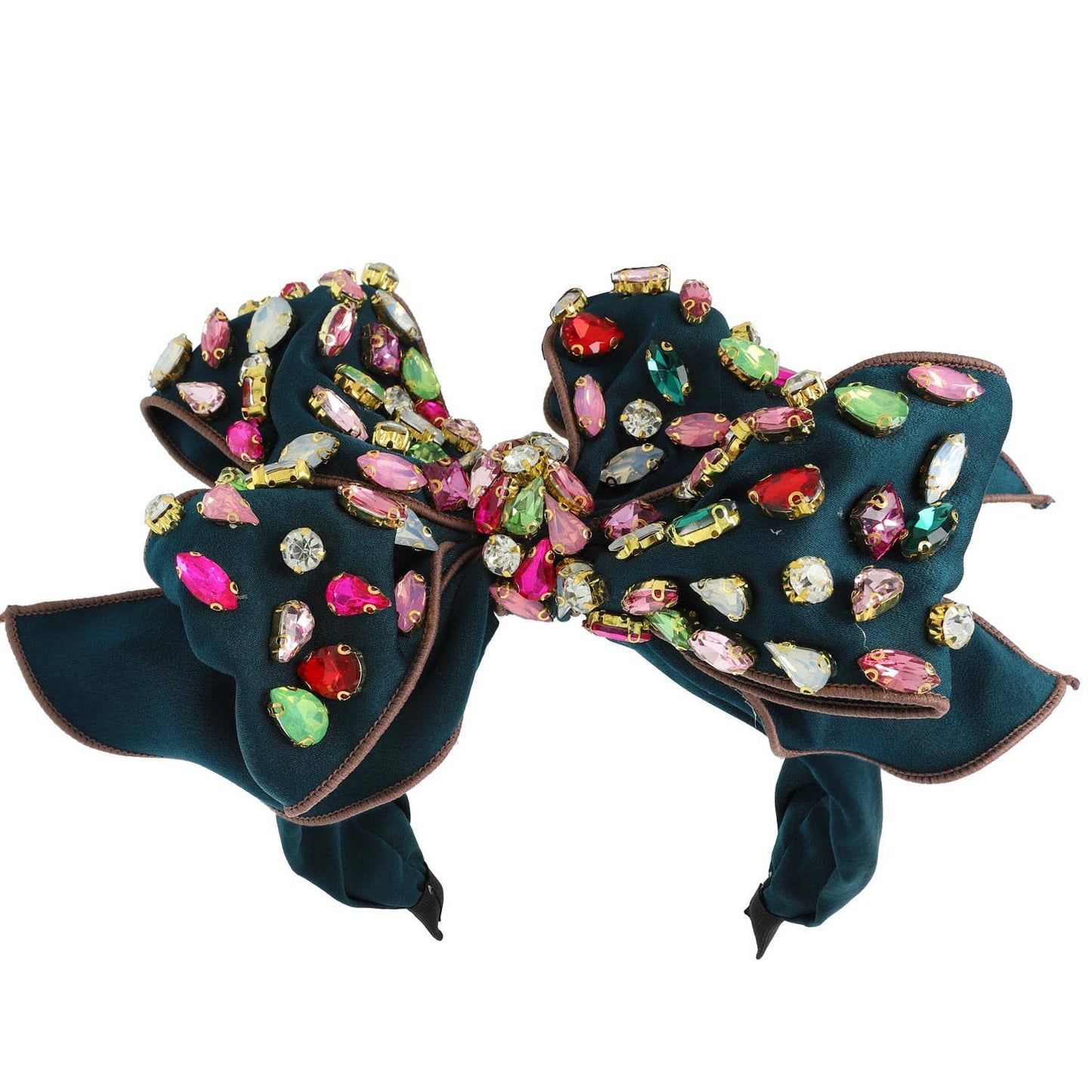 Holiday Gemstone Embellished Large Bow Headband