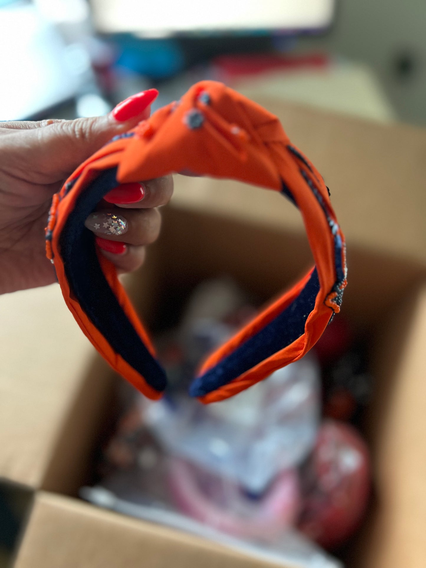 Astros Orange Beaded Headband