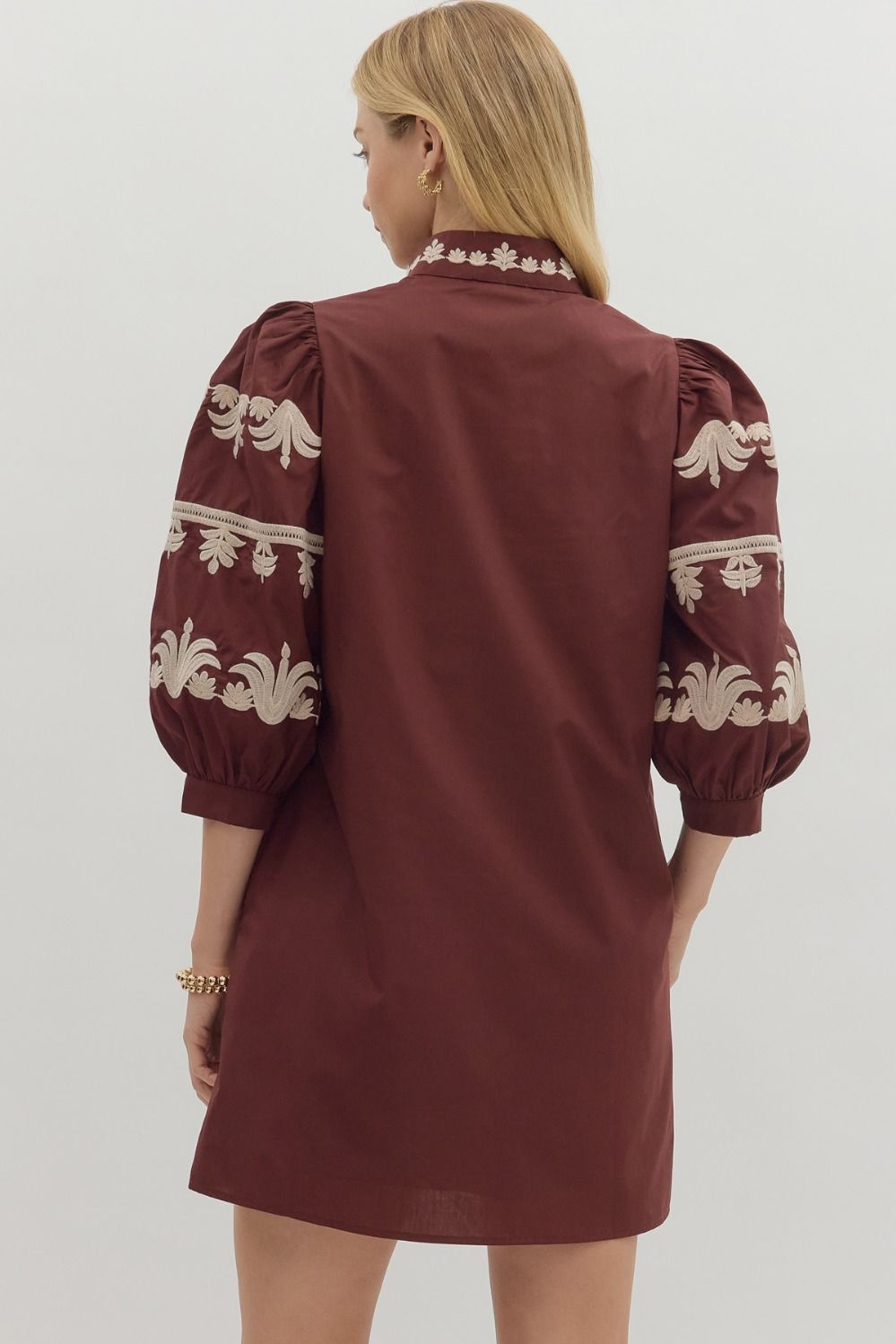 Solid Burgundy Puff Sleeve Mini