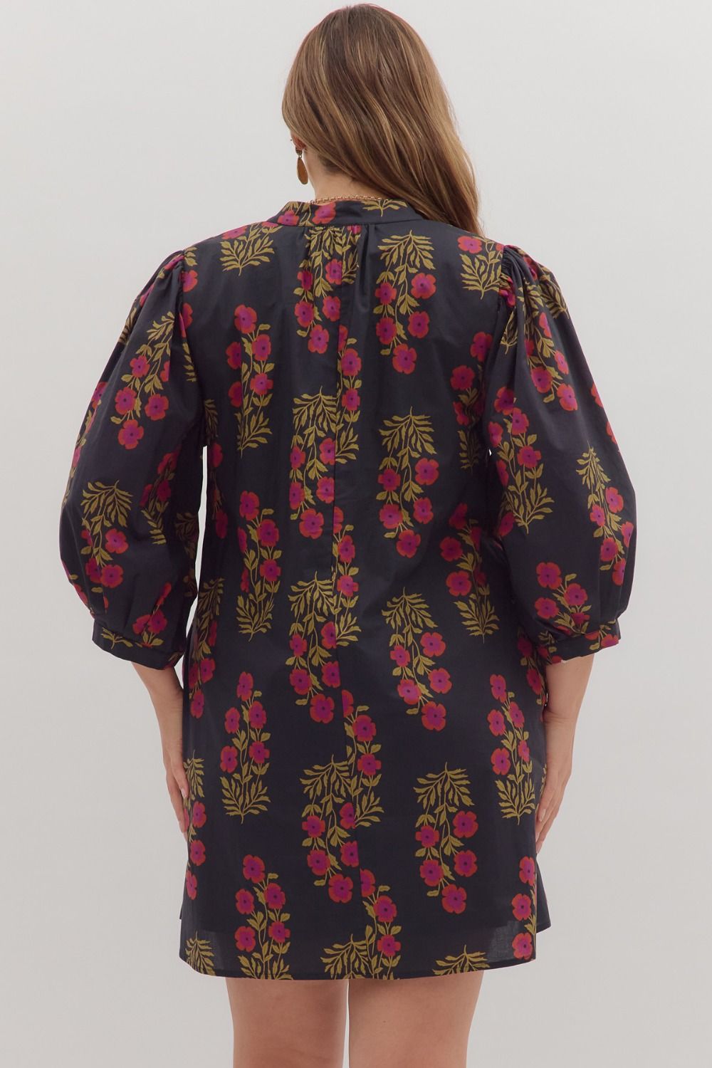 Floral V Neck Mini - Curvy