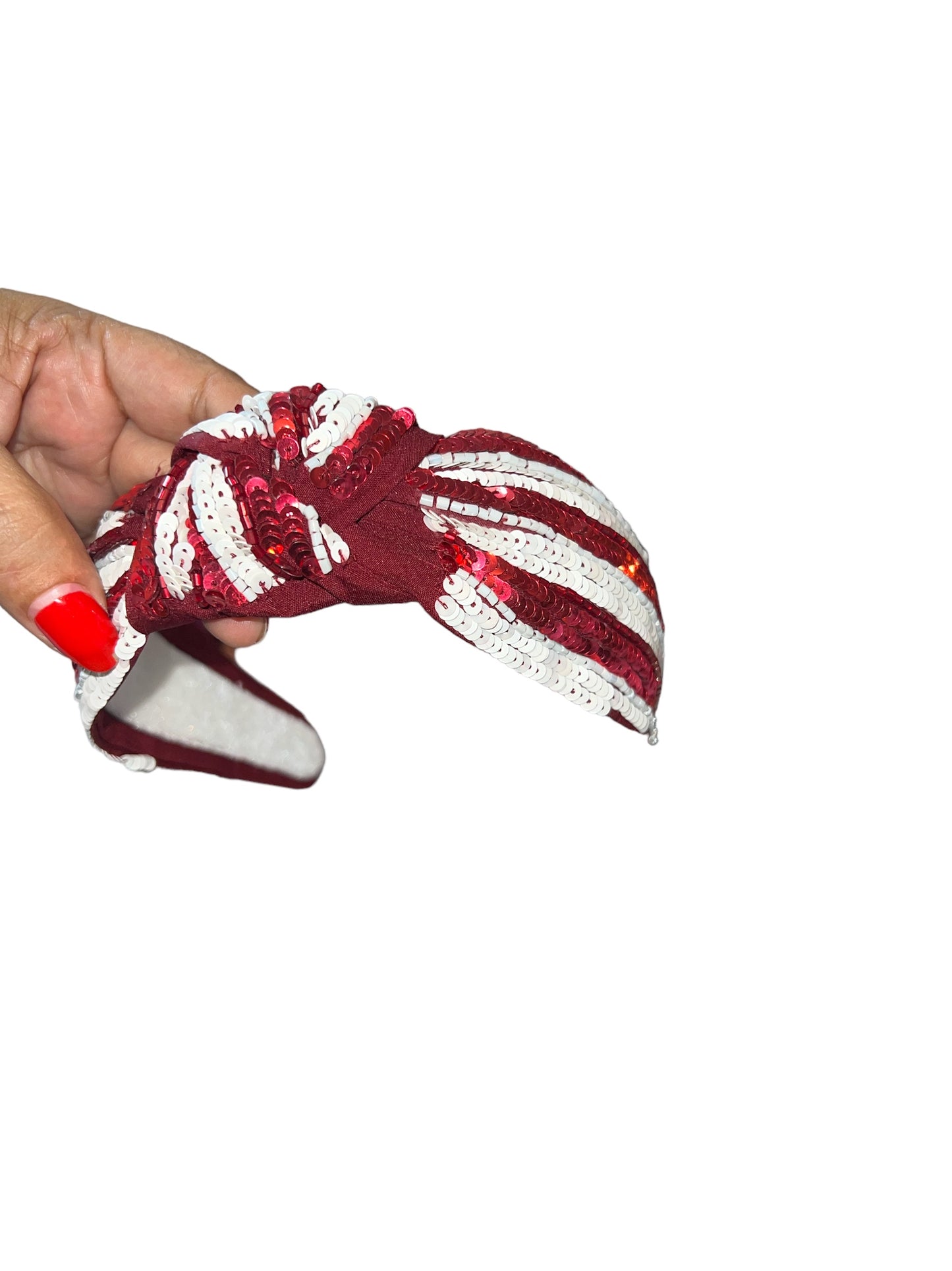 Maroon & White Sequin Headband
