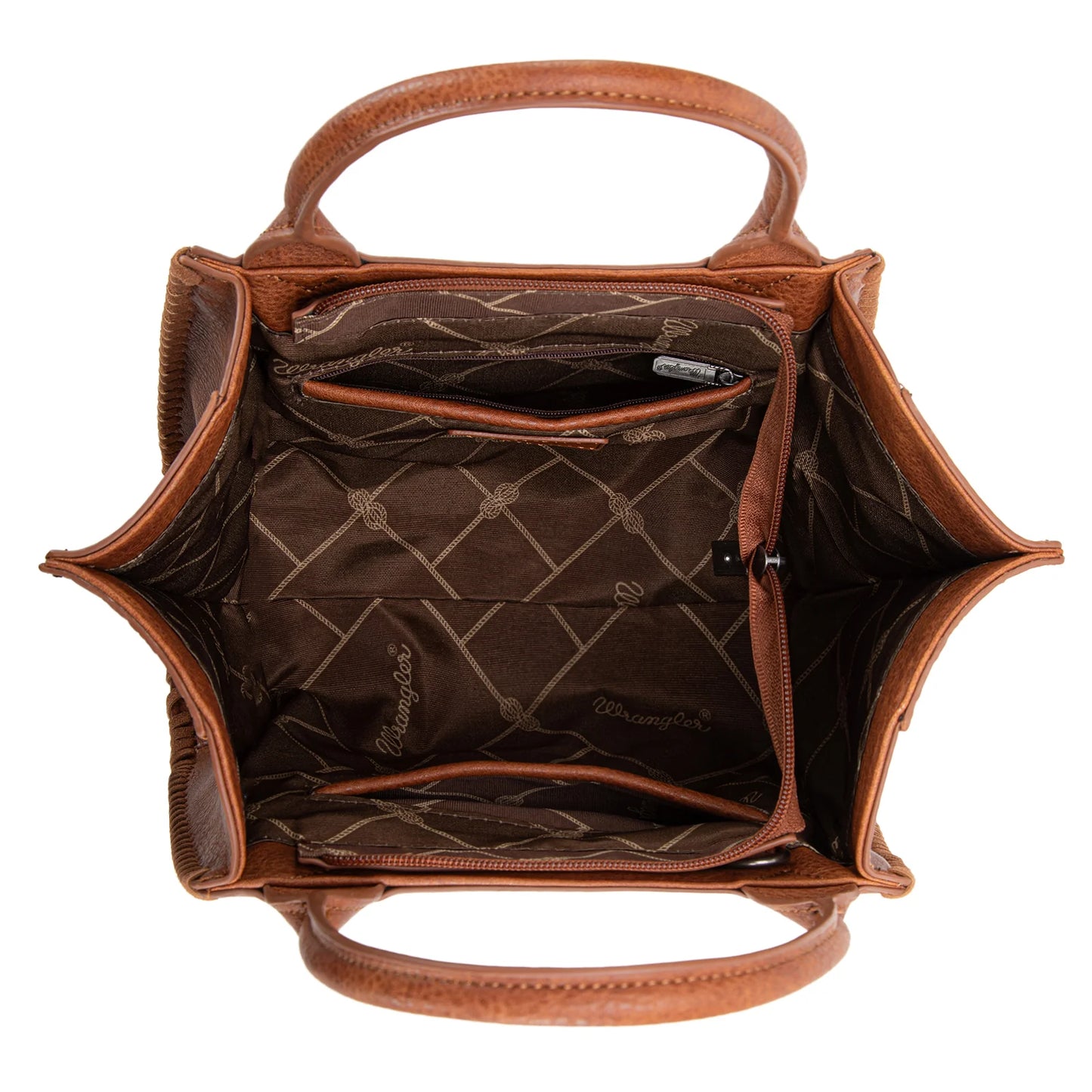 Wrangler Embroidered Trapezoid Concealed Carry Tote/Crossbody - Brown