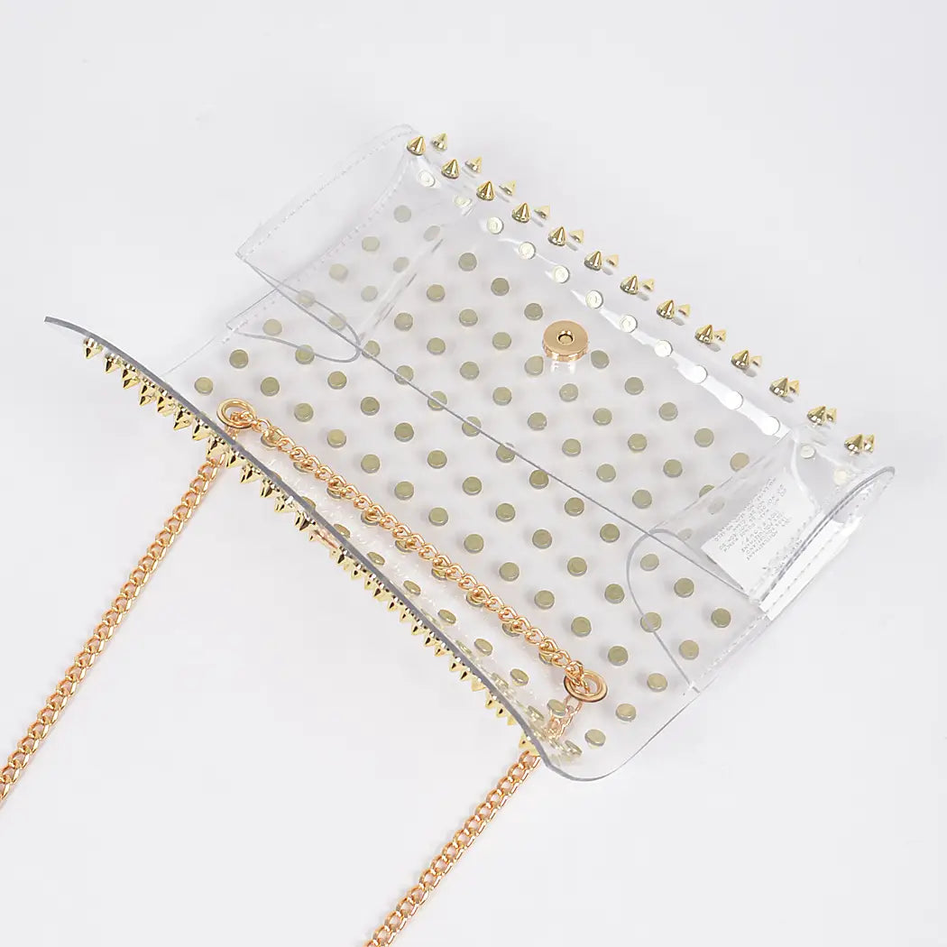 Spike Studded Clear Clutch