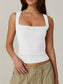 Queen Anne Neck Fitted Basic Tank Top