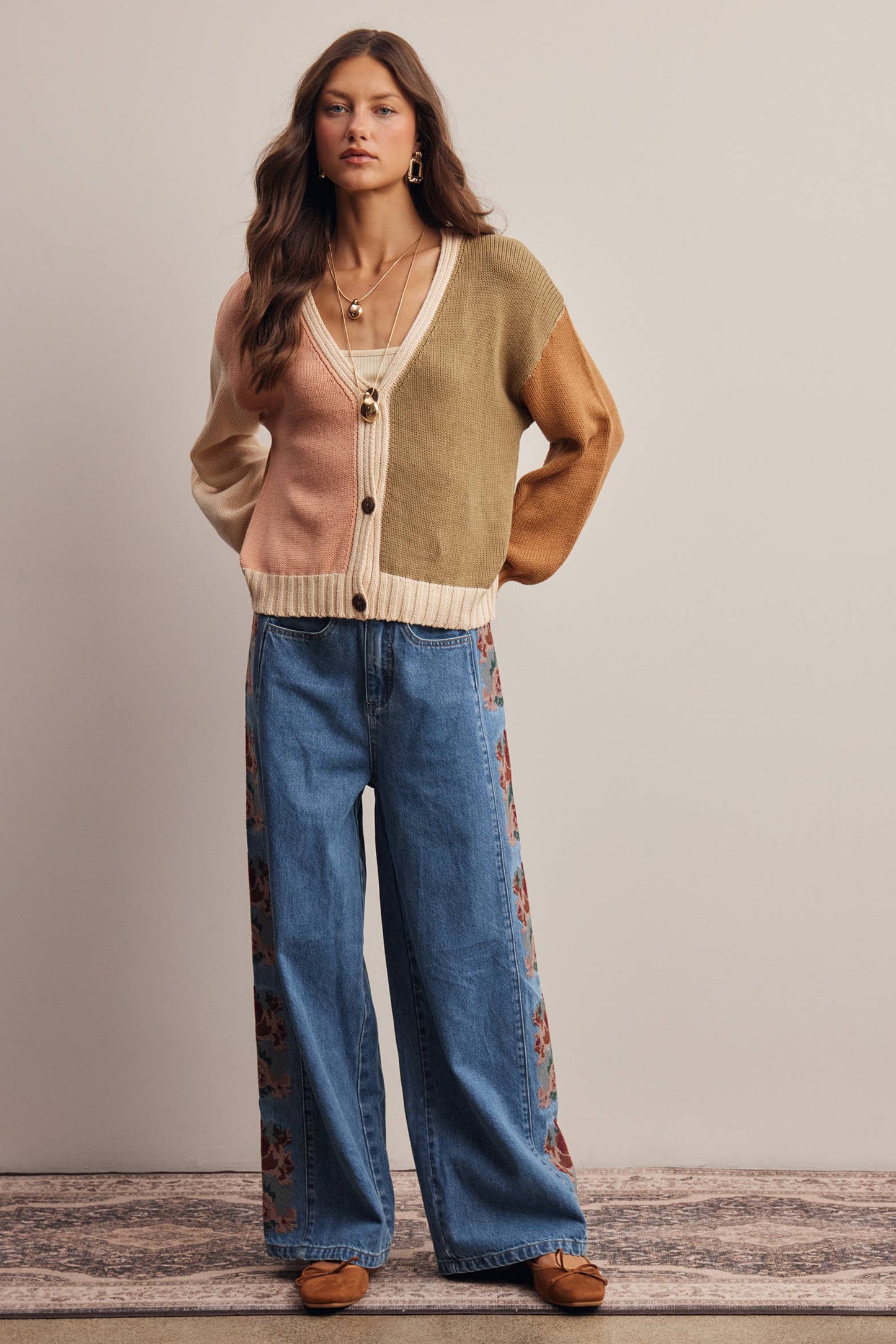 Color Block Knit Cardigan