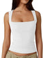 Queen Anne Neck Fitted Basic Tank Top