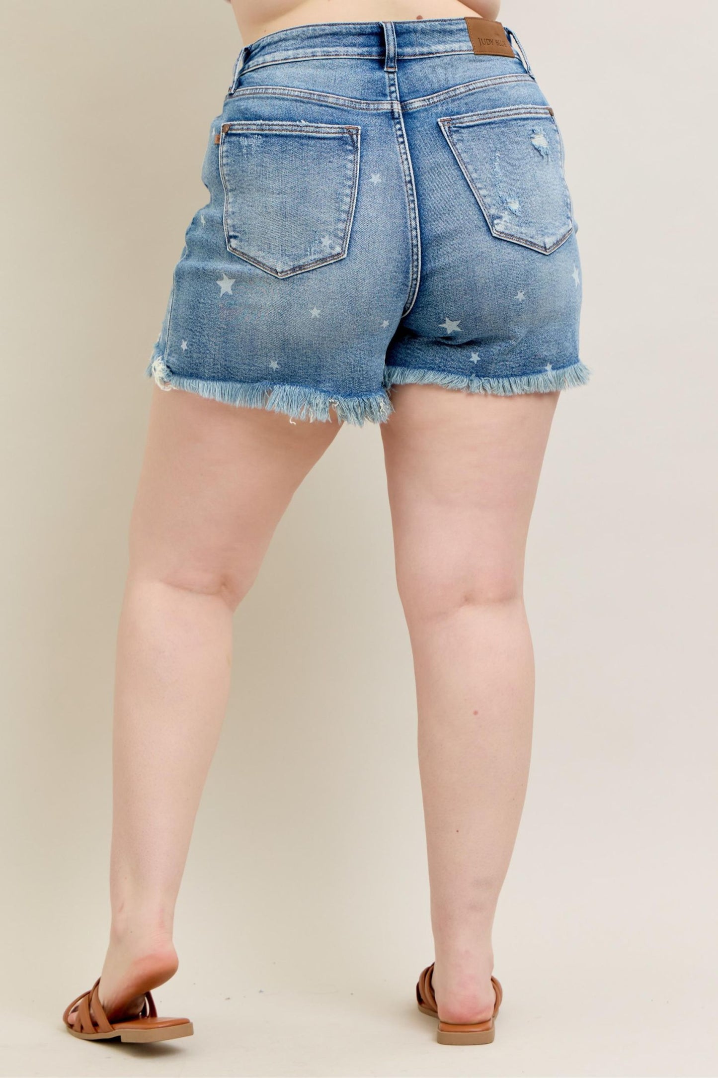 Judy Blue HW Star Print Cut Off Shorts - 150226PL