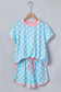 Sky Blue Polka Dot Contrast Edge Casual Short Set
