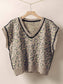 Leopard Crochet Trim Sweater Vest