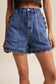 Scallop Button Denim Shorts