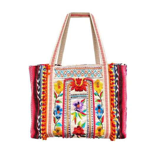 Embroidered Florals Tote Bag