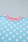 Sky Blue Polka Dot Contrast Edge Casual Short Set