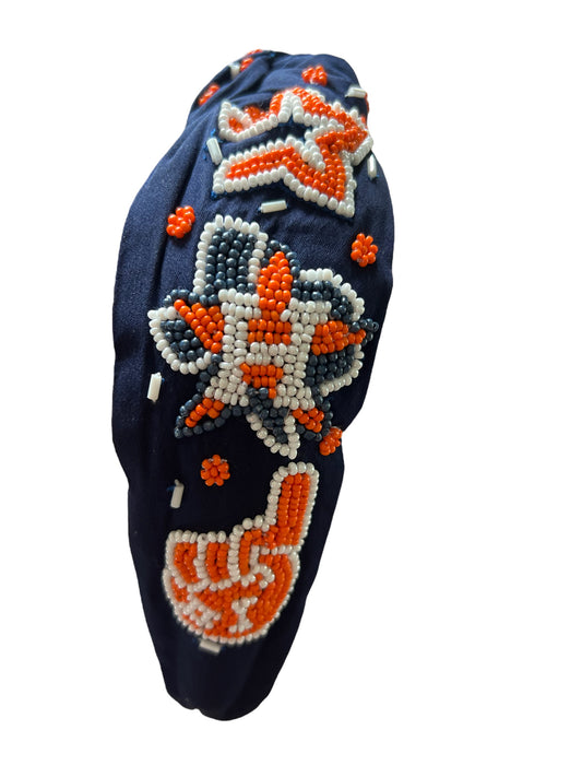 Astros Beaded Blue Multi Logo Headband