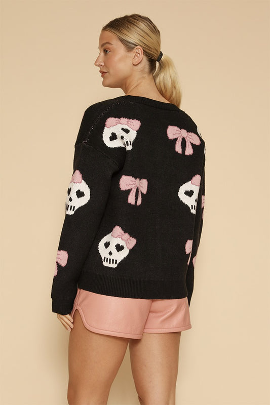 Halloween Knit Pink Bow Cardigan