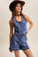 Scallop Button Denim Shorts