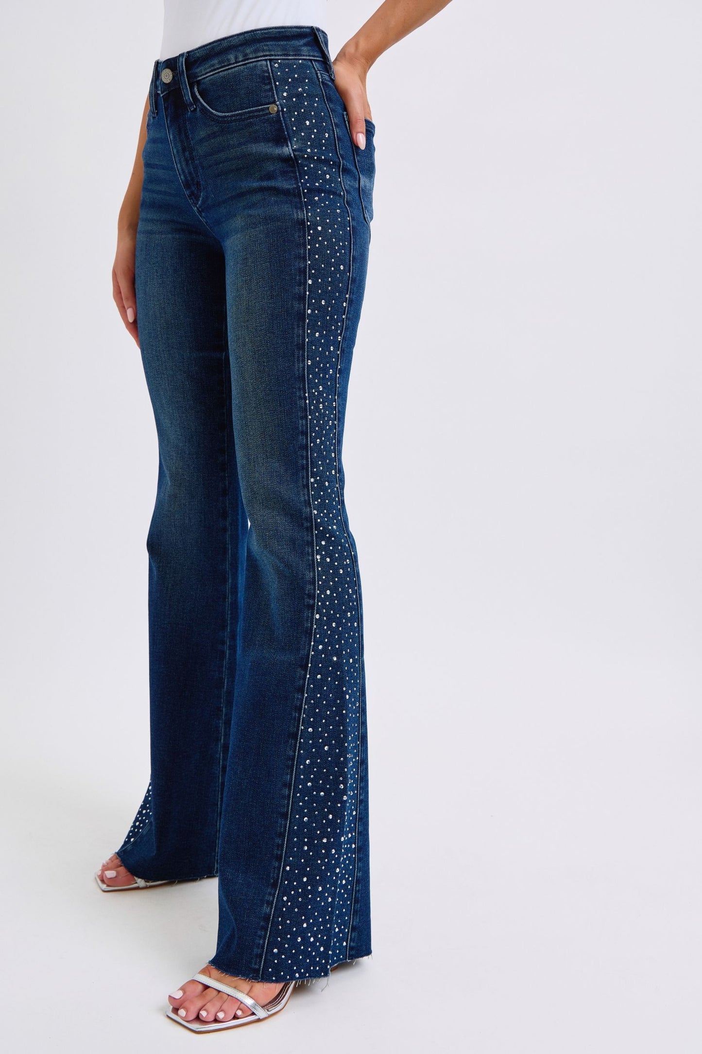 Judy Blue Mid Rise Rhinestone Side Panel Detail Flare - 88920- Coming Soon!