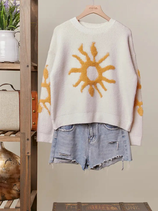 Bold Yellow Sun Cozy Knit Sweater
