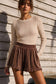 High-Waist Ruffle Velour Shorts with Pockets
