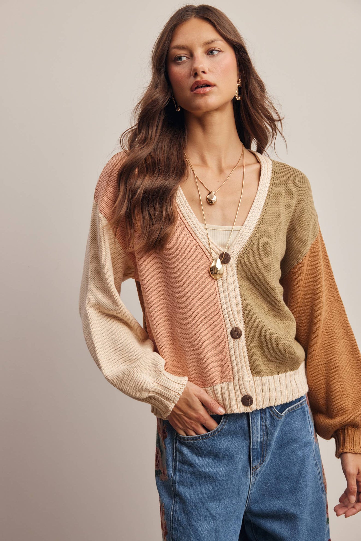 Color Block Knit Cardigan