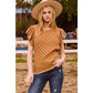 Solid Cable Knit Short Sleeve Sweater - Camel