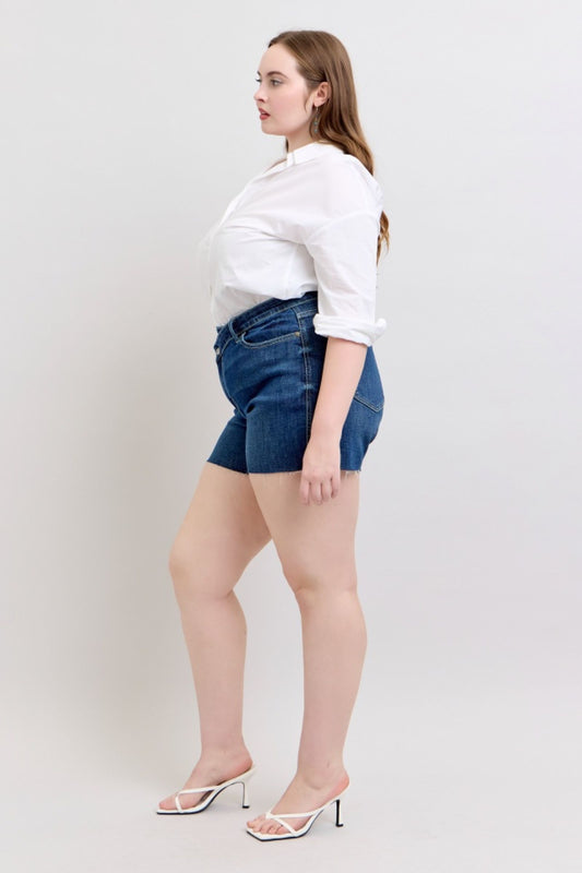 Judy Blue HW Criss Cross  Waistband Shorts Plus - 150349PL