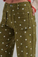 Mid Rise Polka Dot Wide Leg Pant - Olive