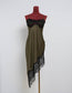 Satin Chic Lace Irregular Hem Midi Dress