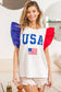 USA Theme Color Block Ruffle Sleeve Top