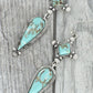 2 Tier Western Turquoise Semi Stone Teadrop Dangle Earrings