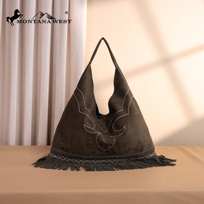 Montana West Boot Stitch Fringe Hobo Bag