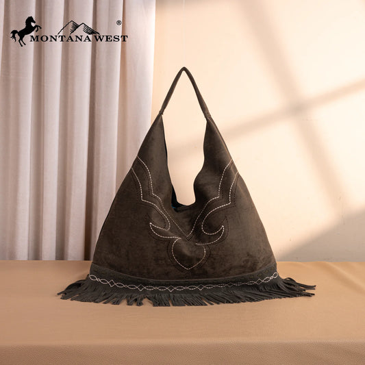 Montana West Boot Stitch Fringe Hobo Bag