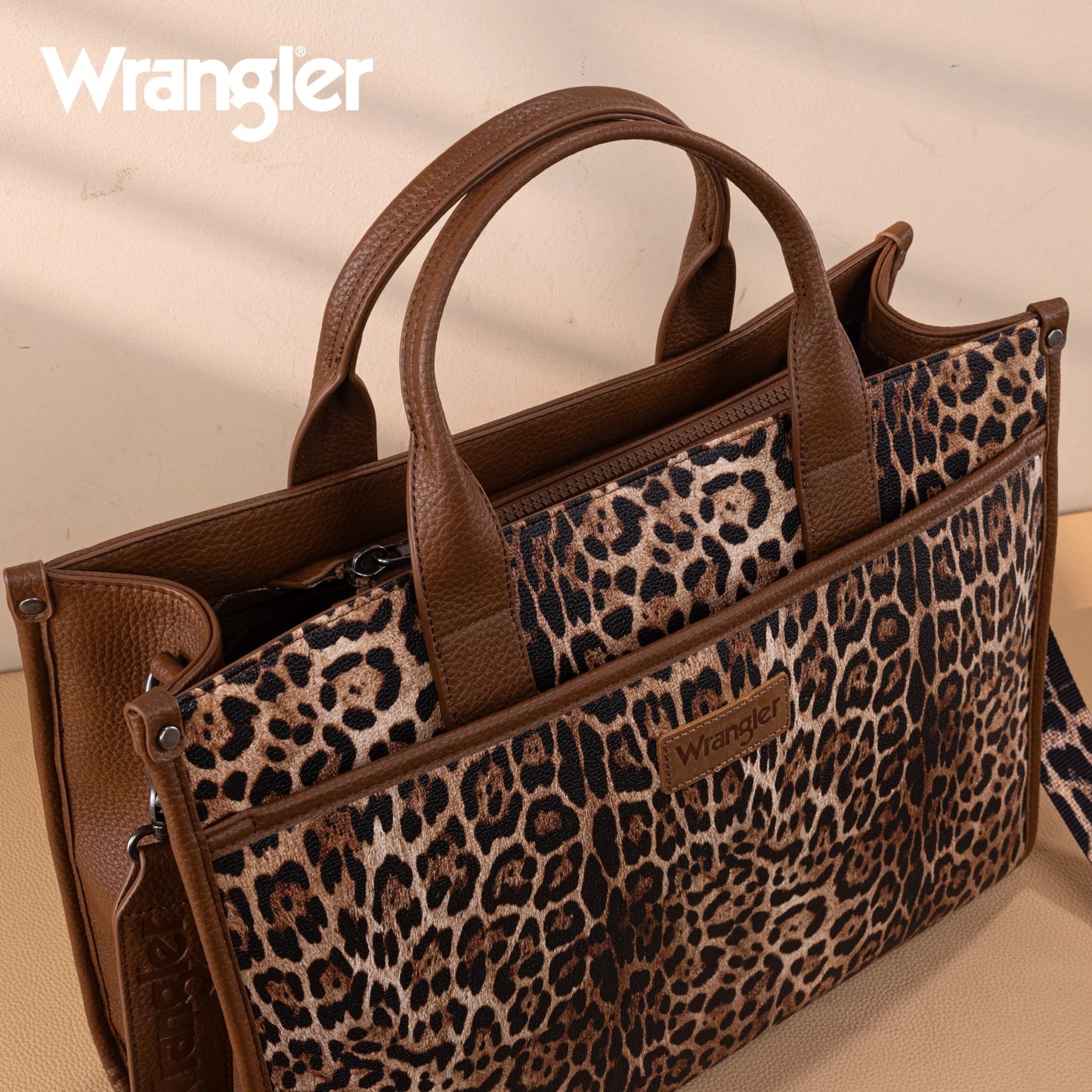 Wrangler Carry-All Large Tote Work Tote /Crossbody - Leopard