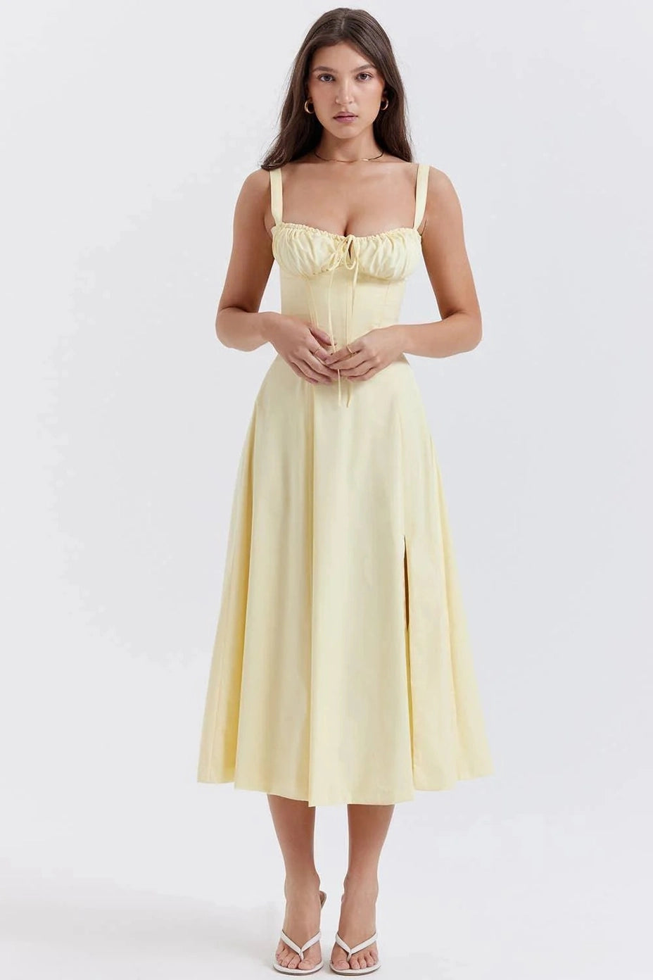 SweetKama Ladies Solid Color Midi