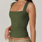 Queen Anne Neck Fitted Basic Tank Top