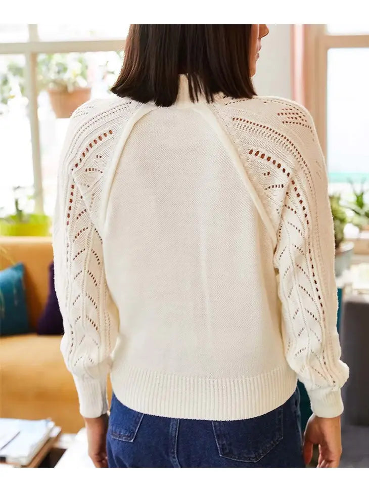 Cut-Out Mock Neck Long Sleeve Sweater