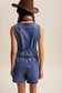 Scallop Button Denim Shorts