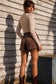 High-Waist Ruffle Velour Shorts with Pockets