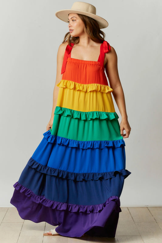 Rainbow Tiered Maxi Dress