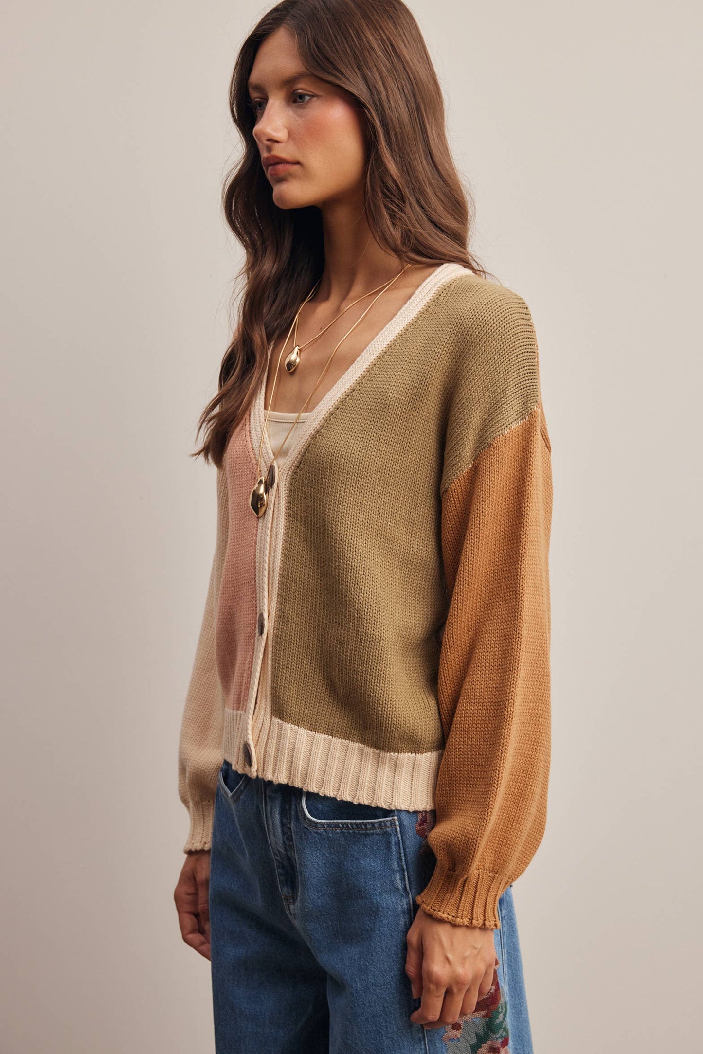 Color Block Knit Cardigan