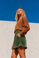 High-Waist Ruffle Velour Shorts with Pockets