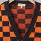 Checkerboard V-Neck Cardigan with Reaper Patch- COMNG SOON
